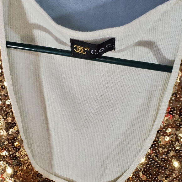 C. O. C. Gold Sequin Tank Top Ptp 19" - Picture 4 of 5